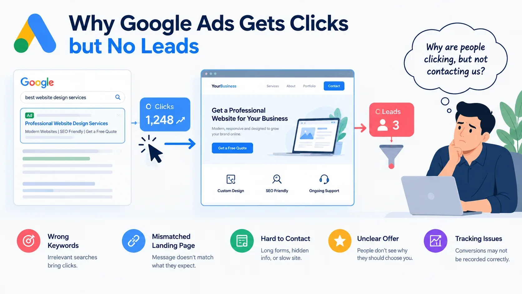Google Ads clicks but no leads